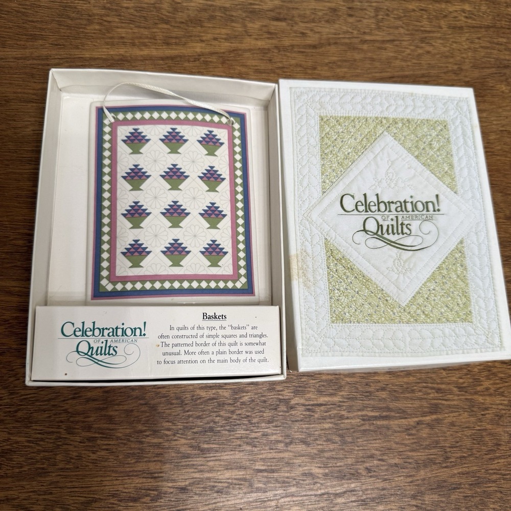 Celebration of American Quilts Hanging Tile new porcelain Baskets 1989